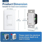 Amico 12 Pack Light Dimmer Switch, No Neutral Wire, Single Pole or 3-Way, for Dimmable LED/CFL (150W) & Halogen/Incandescent (600W), Slide to Dim, White with Wall Plates Included, ETL Listed