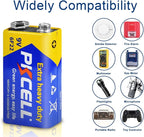 PKCELL 9V Batteries, 10 Pack 9 Volt Batteries Carbon Zinc, 9V Battery for Smoke Detector, Alarms, 6F22 Square Battery