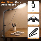 Desk Ring Light, 10" LED Ring Light for Desk with Clamp, 360°Rotate & Flexible Height Full-Screen Overhead Ringlight for Video Recording, TikTok, YouTube, Live Streaming, Content Creation, White