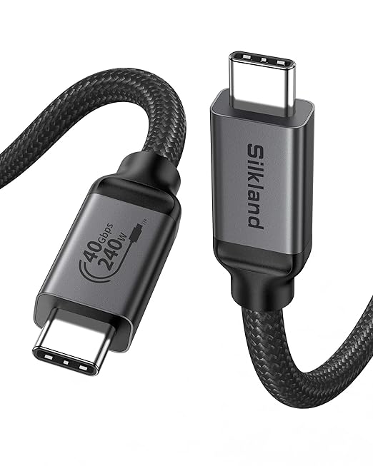 Silkland USB 4 for Long Thunderbolt 4 Cable 10FT, 40Gbps/8K Display/240W Charging, Braided USB C Thunderbolt 3 Cable 3M, USB C Video Cable Compatible for MacBook, iPhone 17/16, SSD, Monitor