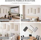 4 Pack High-Density Core with Fabric Cover Acoustic Panels – 24×12×2 In Self-Adhesive Soundproofing and Sound-Absorbing Wall Panels for Echo Reduction in Studio, Theater, or Recording (Cocoa Beige)