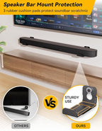 MUAKIOY Soundbar Mount, (2 Sets) Speaker Wall Mount Brackets Under TV, Heavy Duty Sound Bar Shelf Mounting Adjust 3.4" - 5.8" for Samsung, Vizio, Lg, Sony, JBL, Bose and More Hanger Soundbars