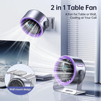 Coolhill USB Desk Fan for Bedroom: 100 Speeds Digital Display Quiet Table Fan with Turbo Airflow, 120° Rotating Small Rechargeable Battery Desktop Fans for Bedroom Home Office (Purple)