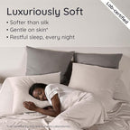 Bambaw California King Cooling Sheets Set 4pcs – 100% Viscose Derived from Bamboo Sheets Extra Deep Pockets, Soft & Breathable Bedding Set, Fits Up to 16'' with Elastic Corner Straps (Sand)