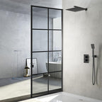 Shower Door Single Panel, Framed Tempered Glass Shower Door 34 * 76 Inch for Walk-in Bathroom, Clear Glass Shower Screen with Matte Black Finish