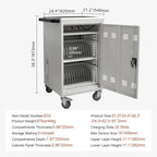 Aokleo Laptop Charging Cart,32 Devices Tablet Storage Carts for Pad Up to 16.3" Screen Size, Classroom Computer Mobile Charging Station for Pads,Chromebooks,Laptops,Security Storage (30+2 Bay-White)