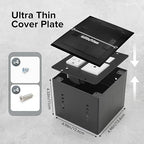 Vagueior Recessed Flat Hidden Floor Electrical Outlet Box Kit,Stainless Steel Cover with 2 * 20A+ 1 * 15A Receptacle Outlet,+2 * 5V/4.8A USB Port+1*RJ45 Port,UL Certified,Black