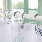Shower Curtain Hooks, Goowin Shower Curtain Rings, Stainless Steel Shower Curtain Hooks Rust Proof Free Sliding Double Shower Hooks for Curtain, Shower Curtains & Liners (Chrome)