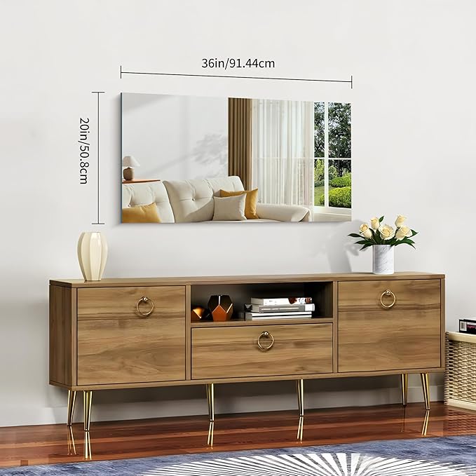 CILIBER Frameless Mirror, 20x36 Inch Bathroom Mirrors for Wall, Rectangle Bathroom Vanity Mirrors with Polished Edge, Hangs Horizontally or Vertically for Bathroom, Bedroom and Living Room