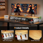NestNeat Dual Monitor Stand Riser, 39 Inch Large Wood Monitor Stands for 2 Monitors, Desk Monitor Riser for Computer/Laptop/Printer/TV, Stand Riser up to 220 lbs