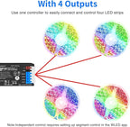 ESP32 WLED LED Strip Controller 4 Channel Outputs 15A Fuse Link TI Level Shifter UART Download DIY Dynamic Lighting Mode APP Control for Digital RGB IC WS2811 WS2812 WS2815 SK6812 etc