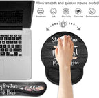 Keyboard Wrist Rest and Mouse Pad Wrist Support Set with Coasters, Stay Positive Work Hard and Make It Happen Inspirational Quote Wrist Mouse Pad with Non-Slip PU Base for Computer Laptop Home Office