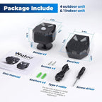 Solar Wireless Driveway Alarm, Outdoor Motion Sensor Detector Alarms Driveway Alert System 2000ft Long Range with Rechargeable Battery, Outside Weatherproof/Expandable (1 Receiver and 4 sensors)