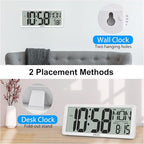 XREXS Digital Wall Clock with Backlight (Not Constantly Illuminated), 14.17 Inch Large Wall Clock with Remote Control, Count Down Timer, Battery Operated Digital Clock with Temperature, Date&Week