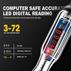 WINAMOO Upgraded 3-72V LED Digital Automotive Circuit Tester, DC Voltage Test Light with Voltmeter & Polarity Indicator Light, Vehicle Circuits Low Voltage Light Tester Pen with Sharp Stainless Probe