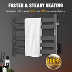 K&KALONZO Towel Warmer for Bathroom, Wall-Mounted 5-Bar Heated Towel Rack with Built-in Timer, Waterproof Electric Towel Heater, Support Plug-in and Hardwired, Matte Black, EL18S