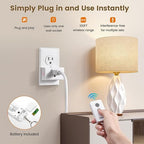 SURAIELEC Remote Control Outlet, Wireless Light Switch - Keychain Remote, 15 AMP, 100FT Range, No Interference, Remote Light Switch Kit for Lamp, Fan, Christmas Tree Light, Household Appliance