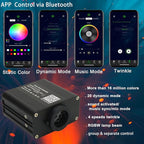 AZIMOM Small Size 16W Twinkle& Sound Activated Fiber Optic Light Source RGBW Light Box Engine Diver APP/Remote Control Music Sensor Mode for Car Home Star Ceiling Light Effect Decoration