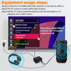 Wilxisum HDMI Earc/Arc Audio Extractor/Adapter, HDMI Earc/Arc to RCA R/L, Optical, 3.5mm Audio Converter