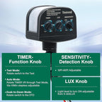 TREEWELL 2 Pack 240-Degree Replacement Motion Sensor, Adjustable LUX(5-300) & Time & Detection Sensitivity Up to 60 Feet Range, 3 Working Modes Outdoor Motion Detector for Security Floodlight, Black