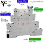 Electromechanical Relay Miniature Power Relay 110V/ 120V AC/DC HF41F/60-ZS 1NO 1NC 6A SPDT with LED Indicator, Socket Base, DIN Rail Slotted 3Pcs UL Certification