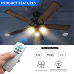 Ceiling Fan Remote Control with Up and Down Light,Replacement for Hampton Bay UC7078T L3H2010FANHD Fan-HD Fan-HD5,3-Speed and Light Dimmer (Remote Only)