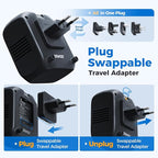 DOACE 2000W Voltage Converter US to Europe - 220V to 110V Converter for European Travel, Power Converter Adapter Combo with 2 PD/2 QC/EU/UK/AU/IT Travel Plugs for Hair Dryer Laptop, Camera, Cell Phone