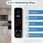 UMIK UMIKSMART Smart Door Lock, Keyless Entry Fingerprint Door Lock with Knob, Electronic Smart Door Knob with Digital Keypad, App Remote Control, WiFi Smart Deadbolt Lock for Front Door, Matte Black