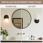 LOUSACE 2 Pack 1-Light Bathroom Vanity Lights Black Vintage Bathroom Lighting Fixtures with Opal White Glass, Set of 2 Single Vanity Wall Sconces for Side Mirror Cabinet Stairs Kitchen Living Room