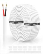 NAOVEO 18 Gauge Wire 2 Conductor Electrical Wire, 18 AWG Stranded PVC Tinned Copper Cable, Flexible/Low Voltage Automotive Wiring for LED Lamps, Marine, Speaker, Appliances (50FT)