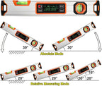 eOUTIL 15.7-Inch Digital Torpedo Level & Angle Finder – IP54 Waterproof Inclinometer with Backlit LCD, V-Groove Magnetic Base, 0.1° Accuracy – for Construction, Woodworking, Metalworking（Orange)
