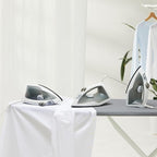 Amazon Basics 1200W 10” Steam Iron, With Non-Stick Teflon Soleplate, 5 Fl Oz Water Tank (150 ML), Auto Shut-Off, Anti-Drip, Anti-Calcification, Thermostat, 6.5Ft Cord, Gray