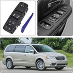 Obaee Driver Side Window Switch Power Control Button Compatible with 2010-2011 Chrysler Town & Country, Dodge Grand Caravan, Replacement OEM 04602535AH 04602535AI, Double Auto Green Light