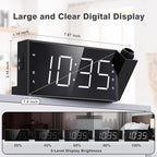 Mesqool Projection Alarm Clock with FM Radio,Large Number Display & Dimmer,USB Charger,Sleep Timer,Battery Backup,Dual Alarms,Clock Radio for Bedroom Heavy Sleepers