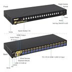 JideTech 16x1 HDMI USB KVM Switch 4K@60Hz with USB 3.0 Hub, Hotkey Switching, HDCP2.1 & Intelligent EDID — Multi System USB Peripheral Sharing for Office/Studio/IT Rack