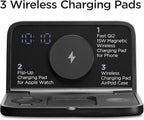 iHome Alarm Clock with Wireless Charging, Digital Alarm Clock for Bedroom Includes Wireless Charger for iPhone, AirPods, and Apple Watch (iWW7)