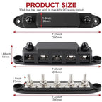 Tuijodaix 300A Bus Bar 5 Post 12V-48V DC Power Distribution Block,5 * 5/16"(M8) Battery Terminal Studs with Cover and Wire Lugs for Wiring,Automotive,Marine,Battery busbar (Red&Black)