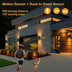 iYogaled Dusk to Dawn Motion Sensor Porch Light with 3 Lighting Modes, Aluminum Exterior Light Fixtures,25ft Detection Range Waterproof Sconce for Entryway, Patio, Garage,ETL Listed
