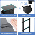 Printer Stand with 3 Fabric Drawer, Mobile File Cabinet for Home Office with Storage Bag, Rolling Under Desk Organizer Shelf, Fits A4 or Letter Size, Complete Top Plate Fast Assembly (Night Black)