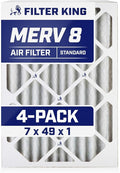 Filter King 7x49x1 Air Filter | 4-PACK | MERV 8 HVAC Pleated A/C Furnace Filters | MADE IN USA | Actual Size: 7 x 49 x .75"