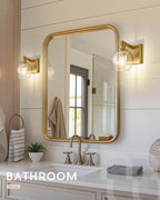 METWET Wall Sconces Set of 2, 1-Light Brushed Gold Sconces Wall Lighting with Globe Clear Glass Shade, Modern Bathroom Vanity Light Fixtures for Mirror Bedroom Living Room, VL195-BG-CL-1-2PK