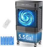 Auertech 5.5 Gal Swamp Cooler, 1800 CFM Portable Evaporative Air Cooler with 3 Speeds, Remote, 12H Timer, 120°Oscillation, Portable Air Coolers for Room, Garage, Bedroom