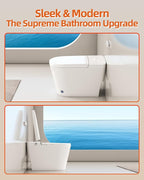 Luoware Smart Toilet with Bidet Built in, Luxury One Piece Elongated Bidet Toilet with Auto Close & Flush, Foot Sensor to Open/Close/Flush, Heated Seat, Massage Wash, Night Light, Remote Control