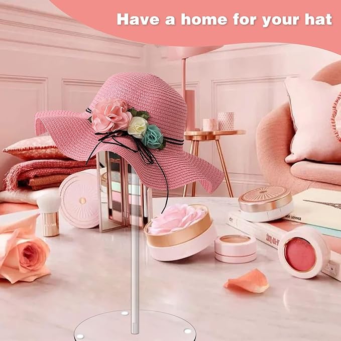Hdkwby Acrylic Hat Display Stand 3 Pack- Thickened Base for Helmet, Wig - Multi-Use for Perfumery, Watch, Glass, Jewelry Collectibles - Home, Office, Retail, Salons, Hotels, Malls ( 11.8Inch Height)