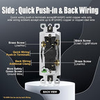 ThunderWay 3 Way Decorator Light Switch with Wall Plates, 15A 120/277V Decora Three Way Electrical Wall Paddle Rocker Switches Replacement, Residential Grade, UL Listed, Glossy White(30 Pack)