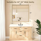 Oak Wood Effect Framed Wall Mirror, 36x36 Rectangle Mirror, Anti-desilvering Tempered Glass, Sustainable& Sturdy Frame, Anti-Rust, HD Reflection &3min Fast Setup for Bathroom Living Room