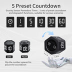 Productivity Timer Flip Gravity Sensor Cube Timer Countdown & Countup,Mute & Vibrate & Sound，5/10/30/60min & Custom Timing, Perfect for ADHD,Work,Learning,Kitchen Cooking (2, Black Hexagon)