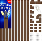 Wire Hider, 157in Delamu Cord Hider Wall, Paintable Wire Covers for Cords, TV Cable Hider Wall Kit, Cable Covers Raceway, Cable Management Hide TV Cords for Wall Mount TV, 10XL15.7 W0.95 H0.55in Brown
