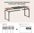 Huuger Computer Desk, 63 Inch Office Desk, Gaming Desk with Storage, Writing Desk Work Desk for Home Office, Study, Modern Simple Desk, Large Legroom, Metal Frame, Rustic Brown and Black