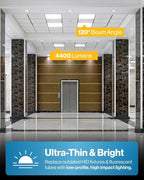 Sunco 24 Pack 2x2 LED Flat Panel Light for Drop Ceiling, Commercial Troffer Replacement Lighting Fixture, 4400 LM, 40W, Selectable CCT 4000K/5000K/6000K, Dimmable (0-10V), Dustproof ETL